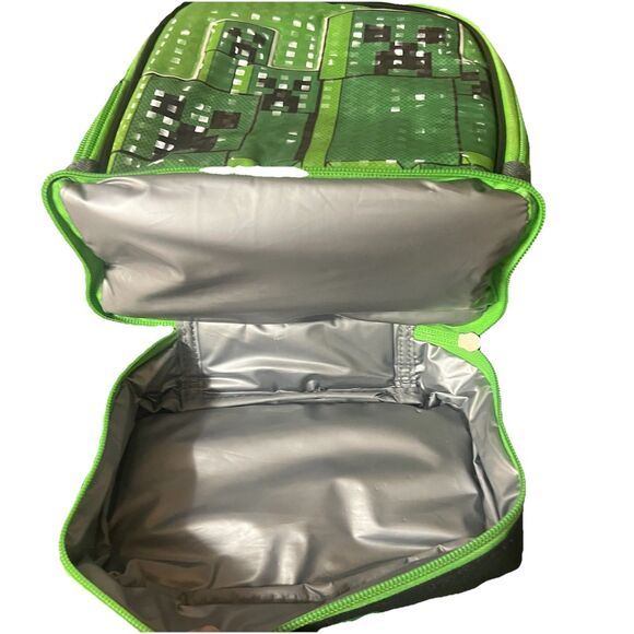 Minecraft School Soft Insulated Dual Lunch Box Tote Kit Bag Boys Creeper - Picture 4 of 6